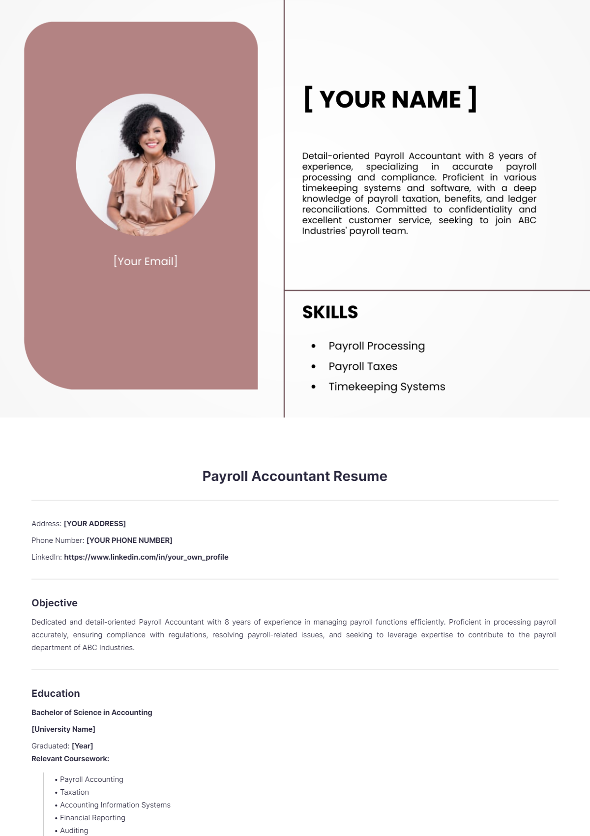 Payroll Accountant Resume - Edit Online & Download