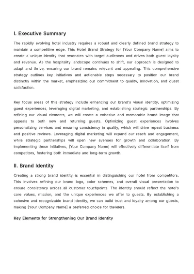Free Hotel Brand Strategy Template to Edit Online
