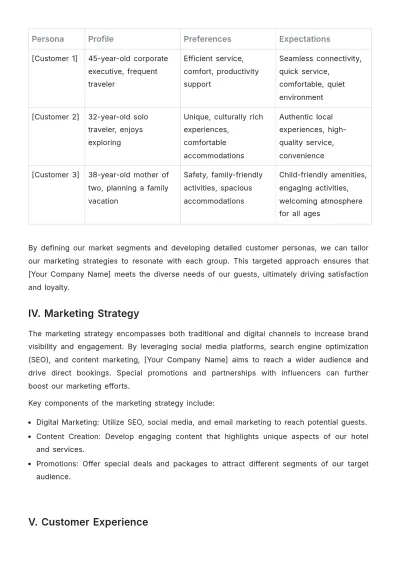Free Hotel Brand Strategy Template to Edit Online