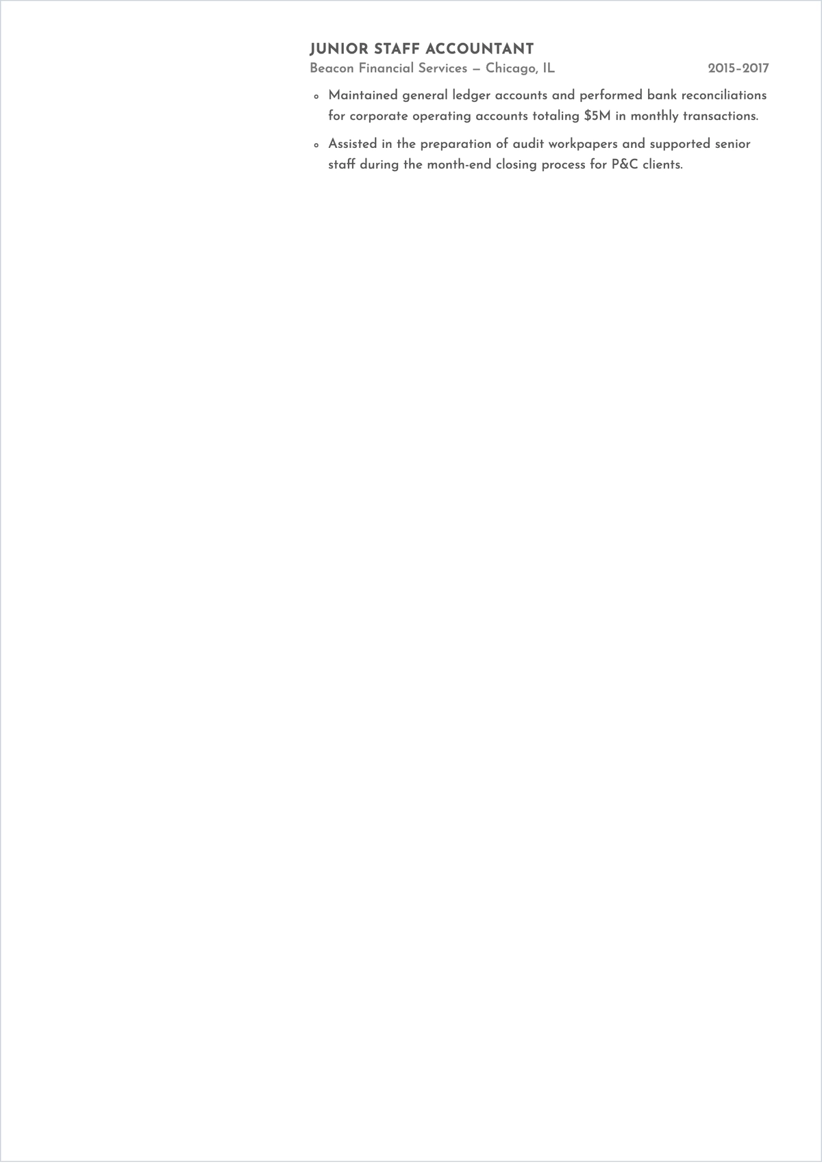 Free Insurance Accountant ATS Resume Outline Template