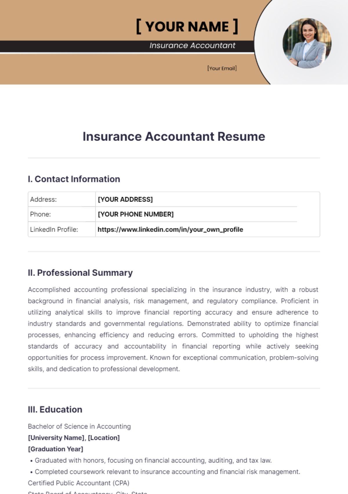 Insurance Accountant Resume - Edit Online & Download