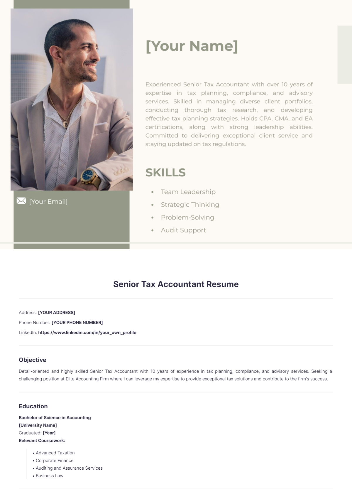 Senior Tax Accountant Resume - Edit Online & Download