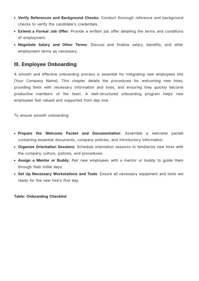 Free Hotel HR Procedure Template to Edit Online