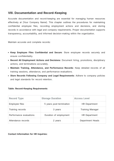 Free Hotel HR Procedure Template to Edit Online