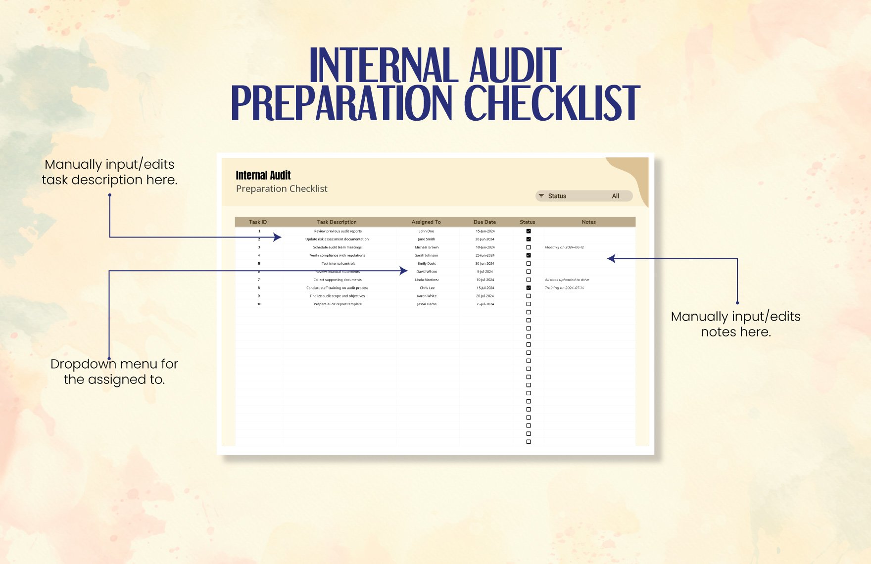 Internal Audit Preparation Checklist Template
