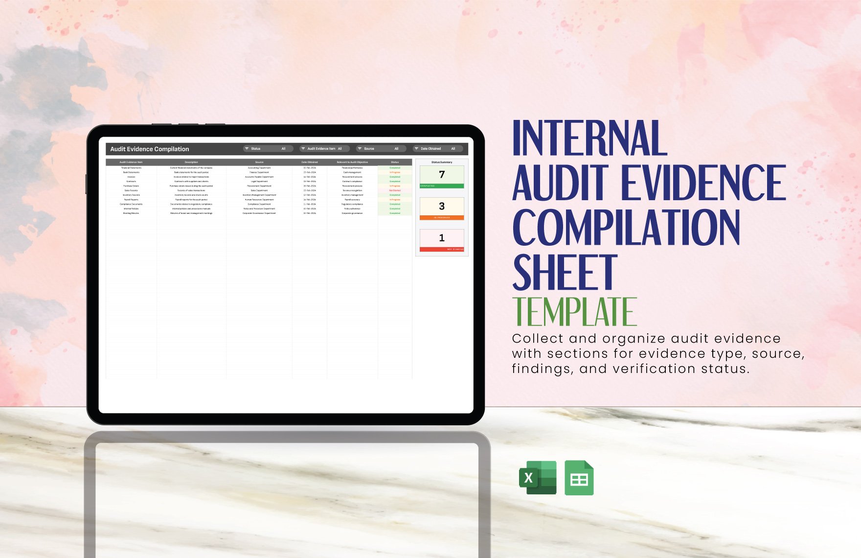 Internal Audit Evidence Compilation Sheet Template in Excel, Google Sheets