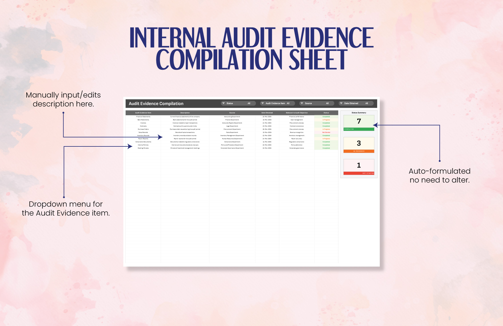 Internal Audit Evidence Compilation Sheet Template