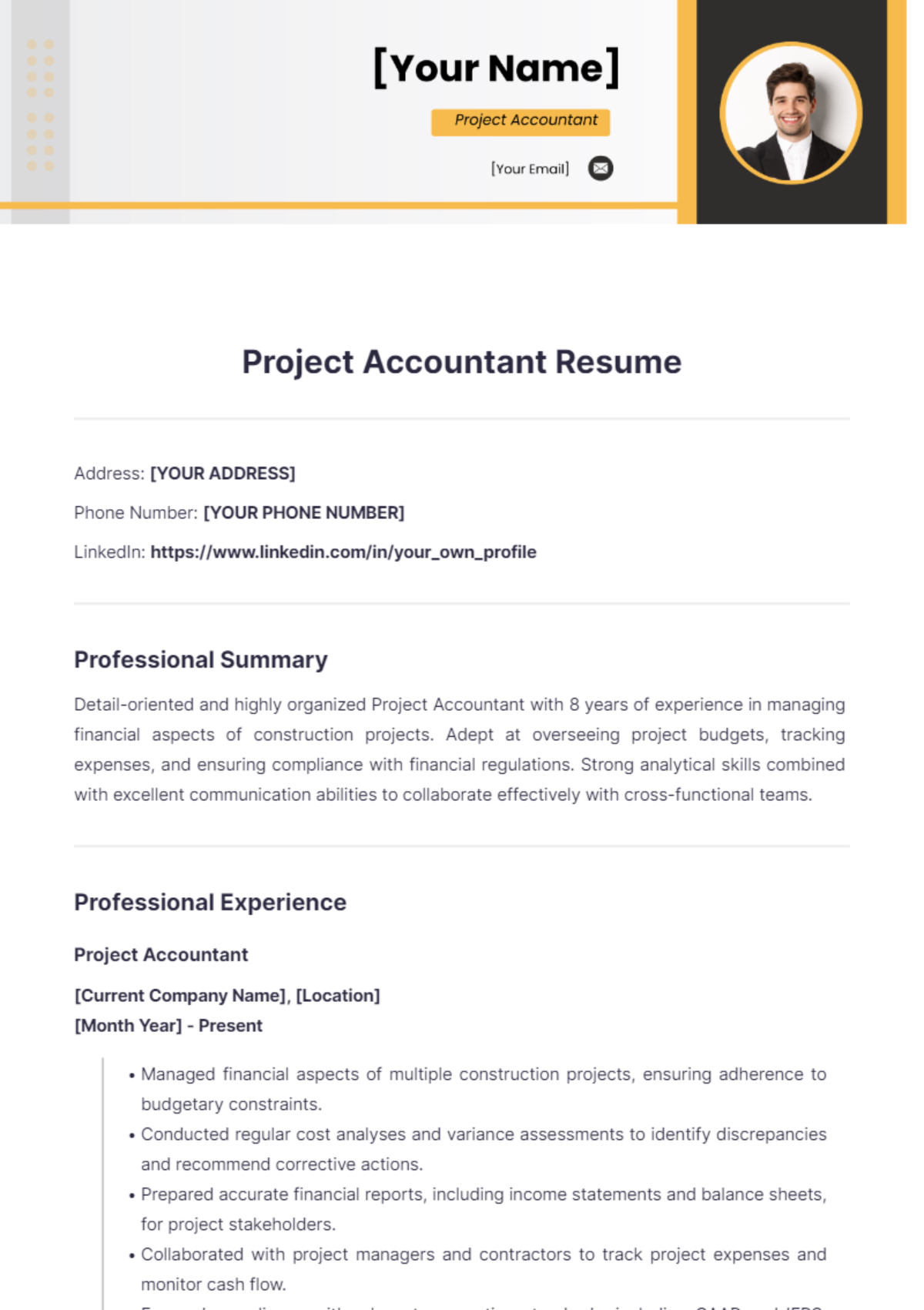 Project Accountant Resume - Edit Online & Download