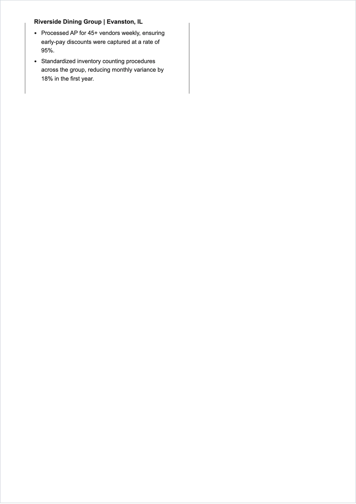 Free Restaurant Accountant ATS Resume Template, AI Resume Builder