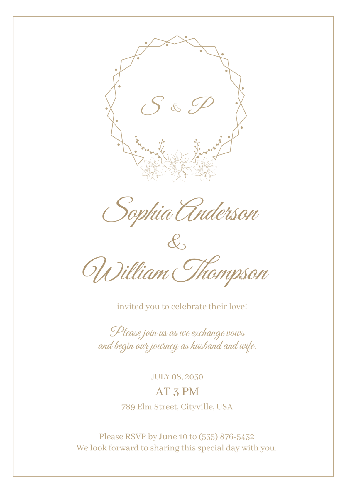 Gilded Monogram Wedding Invitation