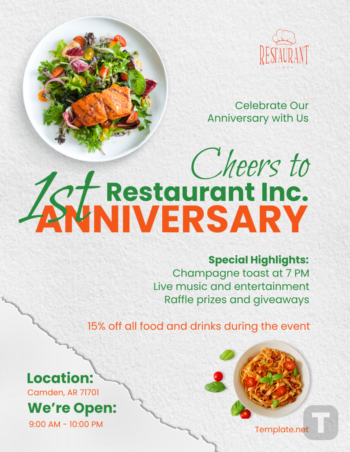 Restaurant Anniversary Flyer Template