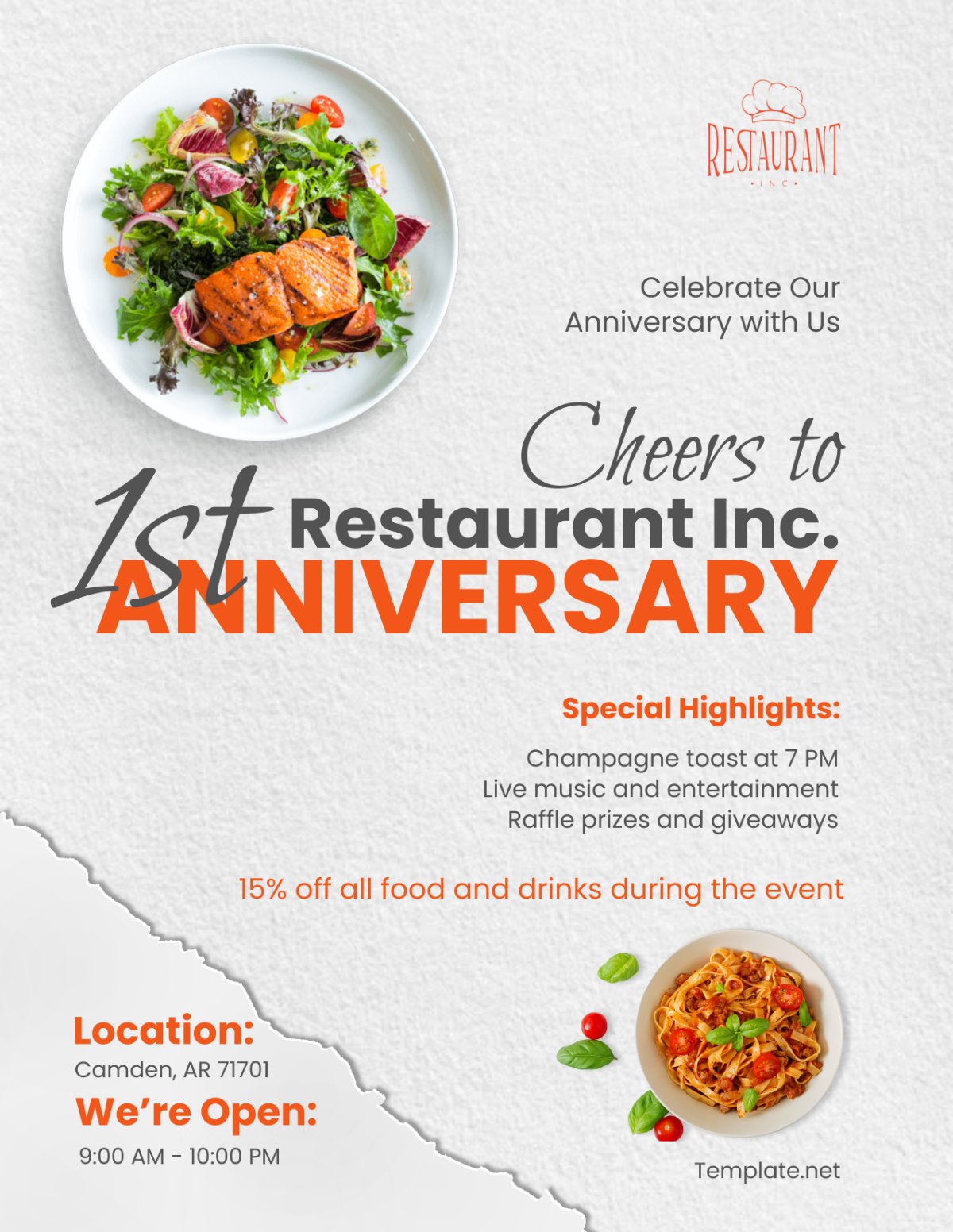 Restaurant Anniversary Flyer Template - Edit Online & Download