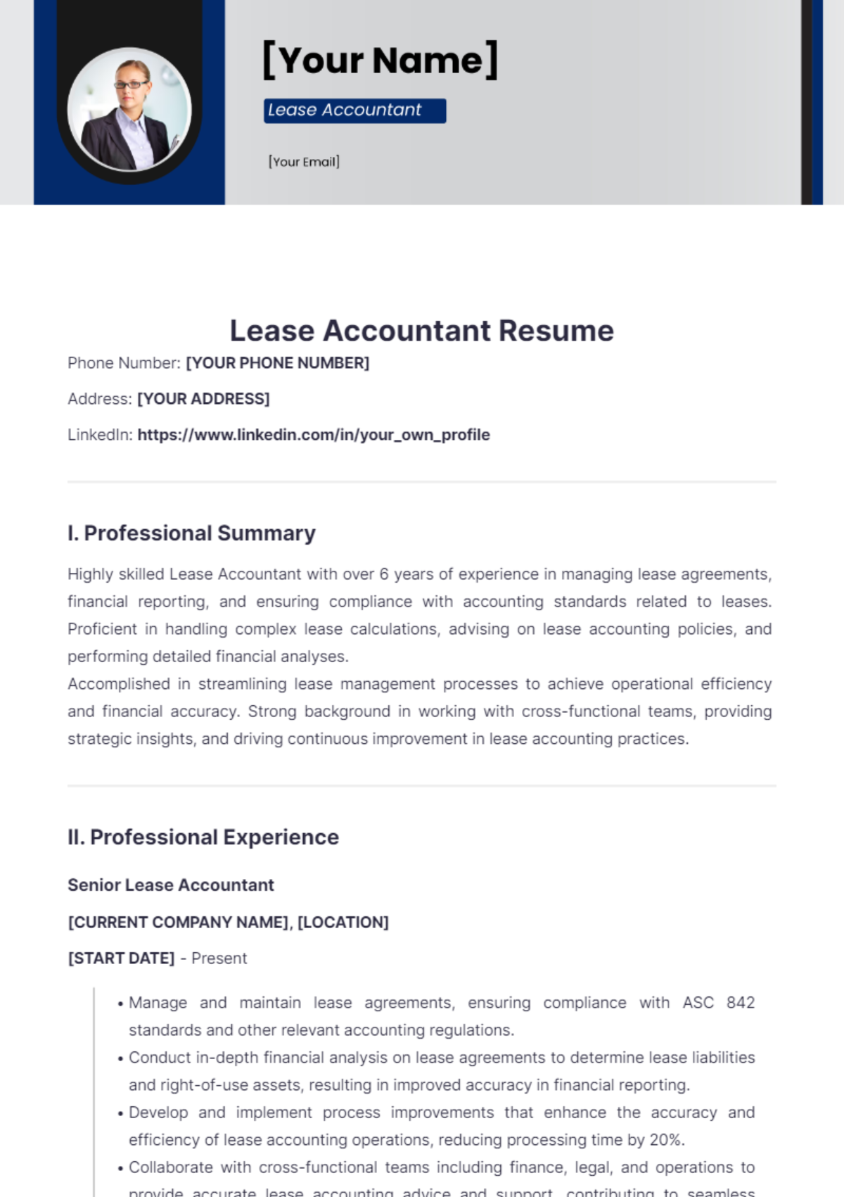 Lease Accountant Resume - Edit Online & Download