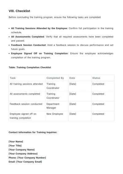 Free Hotel Training Procedure Template to Edit Online
