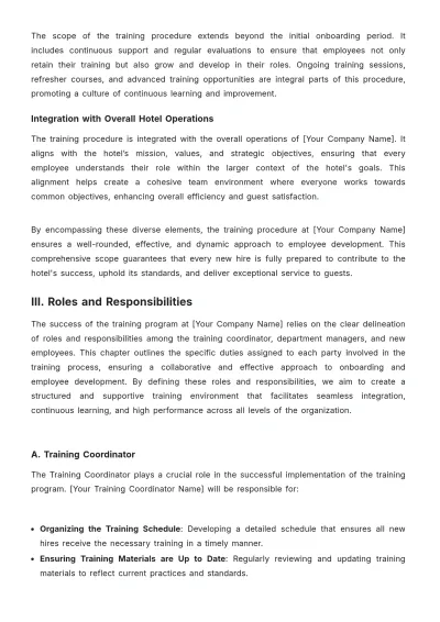 Free Hotel Training Procedure Template to Edit Online