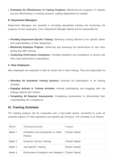 Free Hotel Training Procedure Template to Edit Online