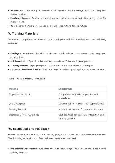 Free Hotel Training Procedure Template to Edit Online