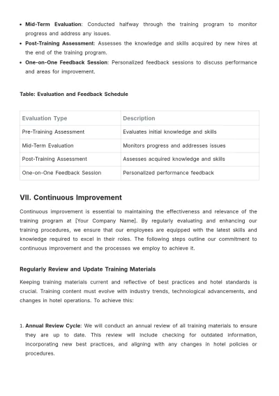 Free Hotel Training Procedure Template to Edit Online