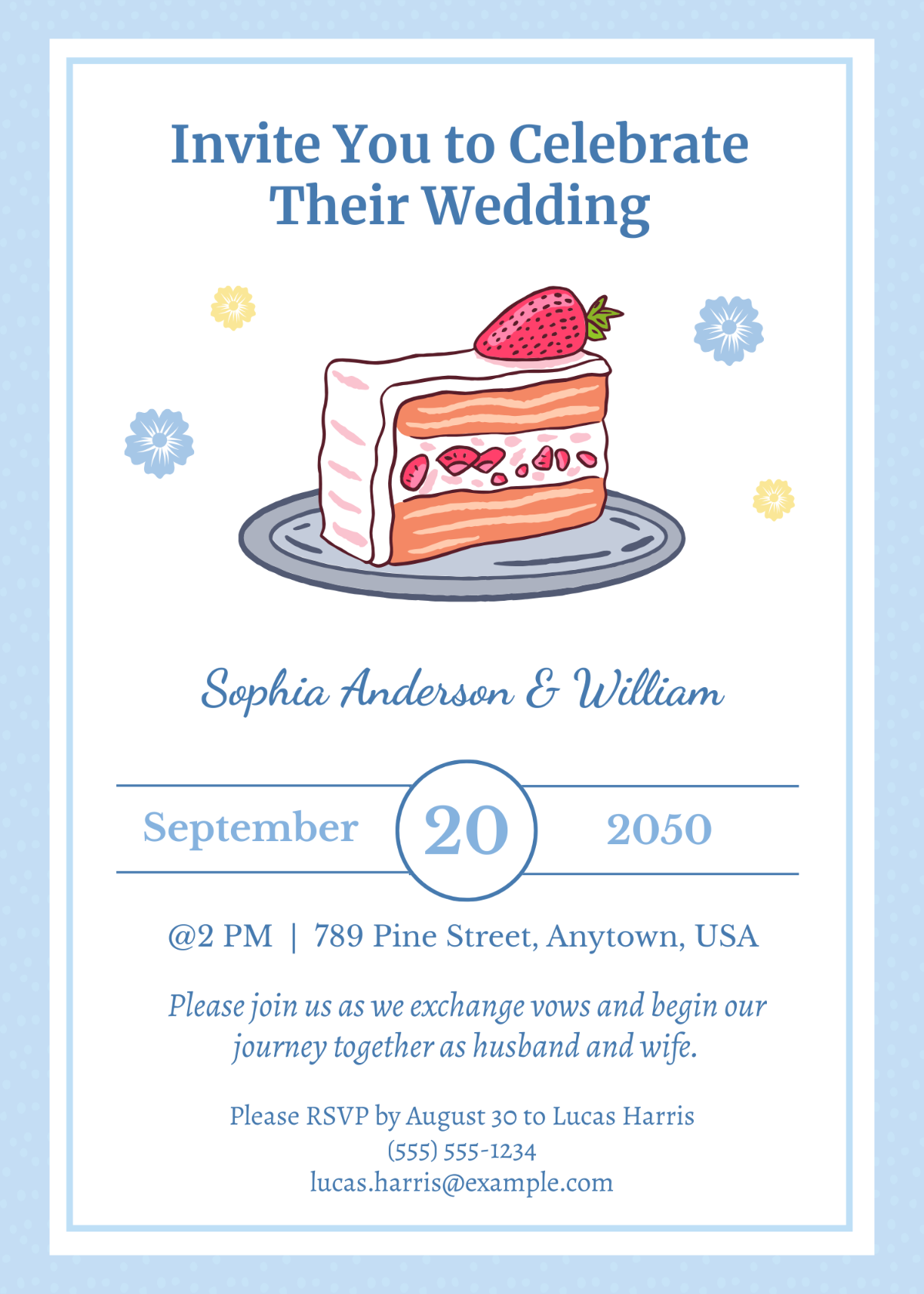 Hand Drawn Cake Wedding Invitation