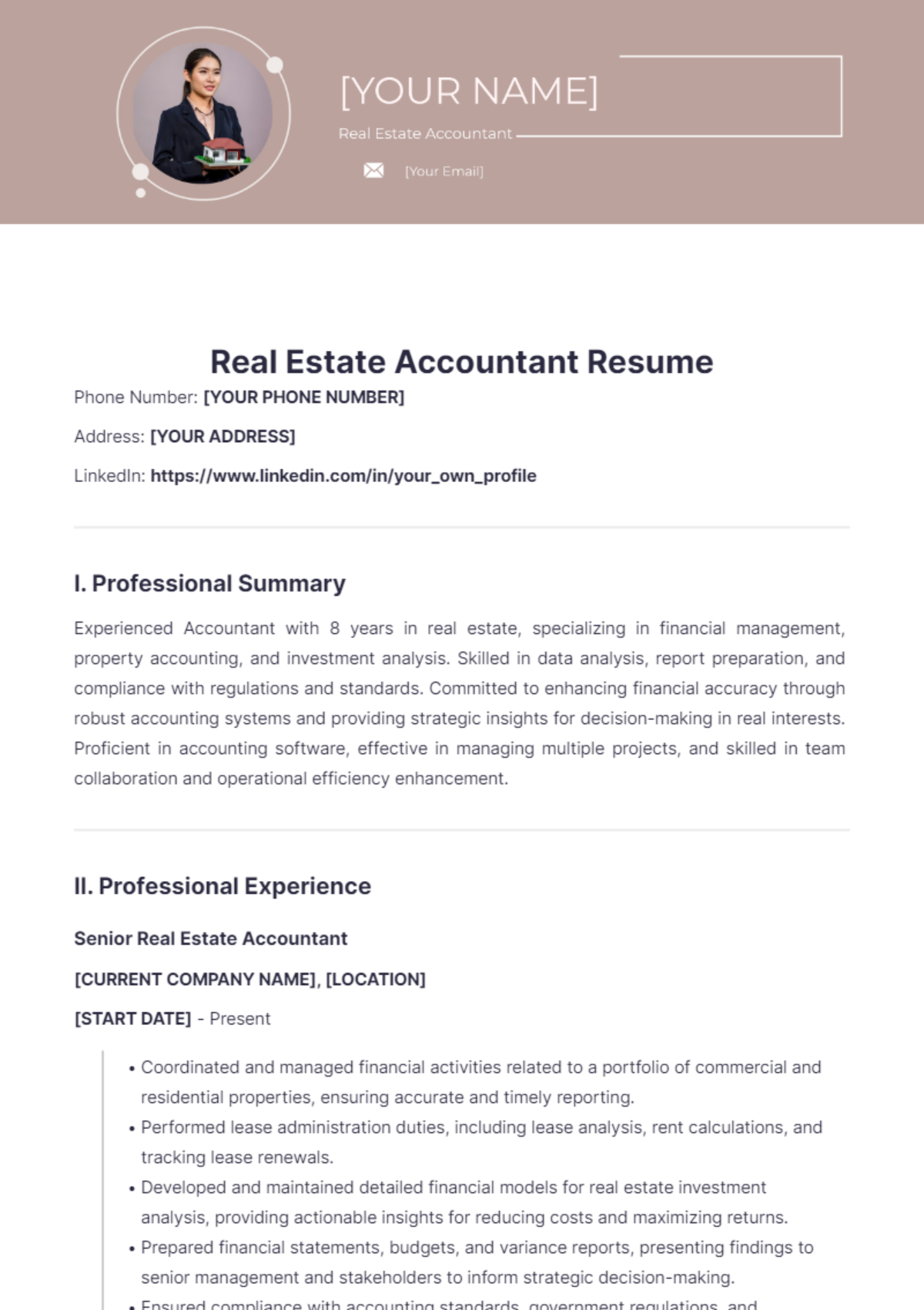 Real Estate Accountant Resume - Edit Online & Download