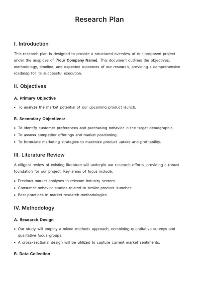 Free Research Plan Format Template to Edit Online