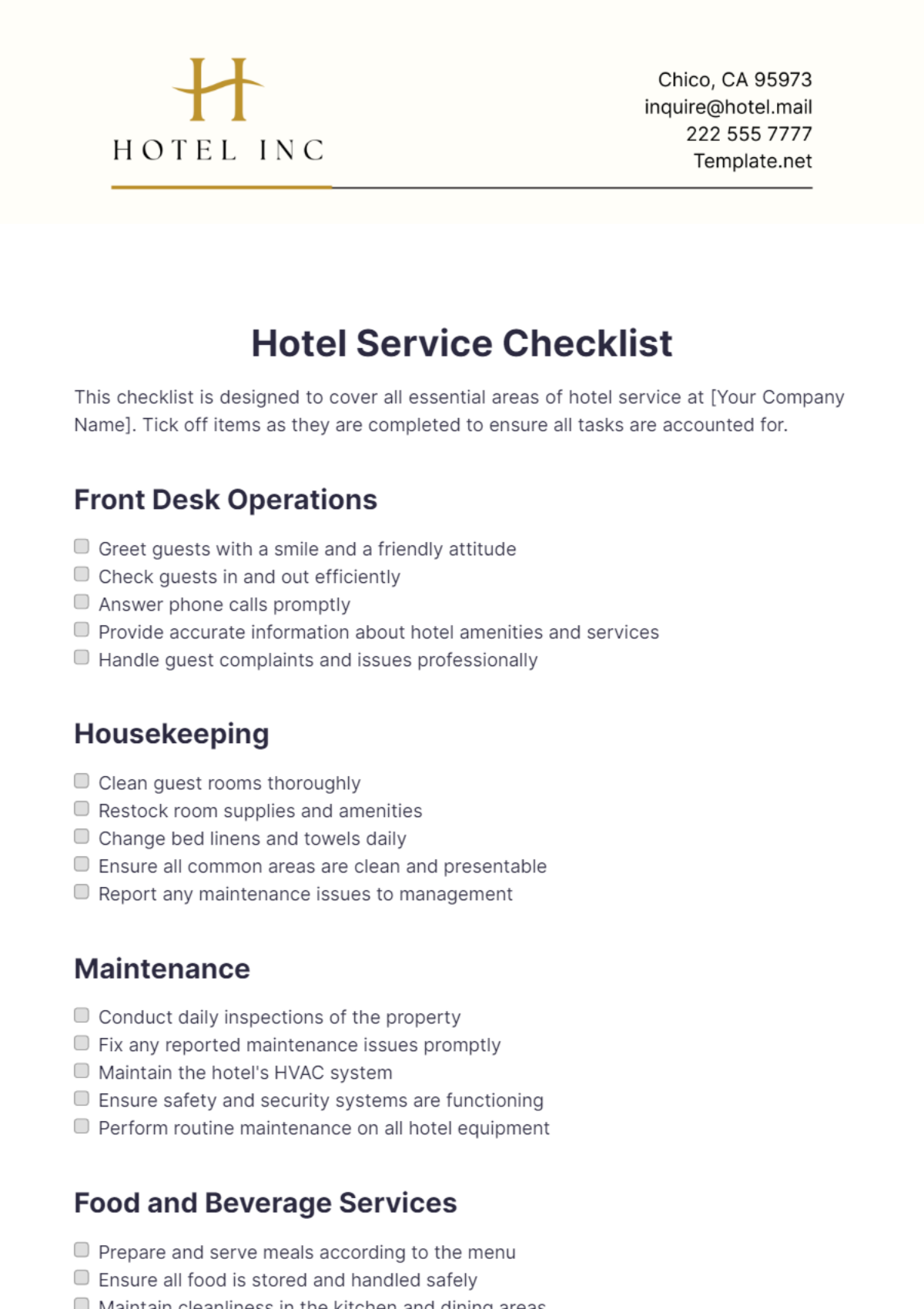 Free Front Desk Operations Checklist Template To Edit Online Free Front Desk Operations Checklist Template To Edit Online