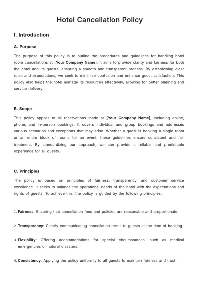 Free Simple Hotel Cancellation Policy Template to Edit Online