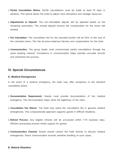Free Simple Hotel Cancellation Policy Template to Edit Online