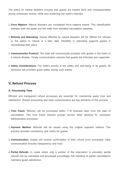 Free Simple Hotel Cancellation Policy Template to Edit Online