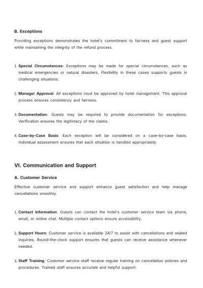 Free Simple Hotel Cancellation Policy Template to Edit Online