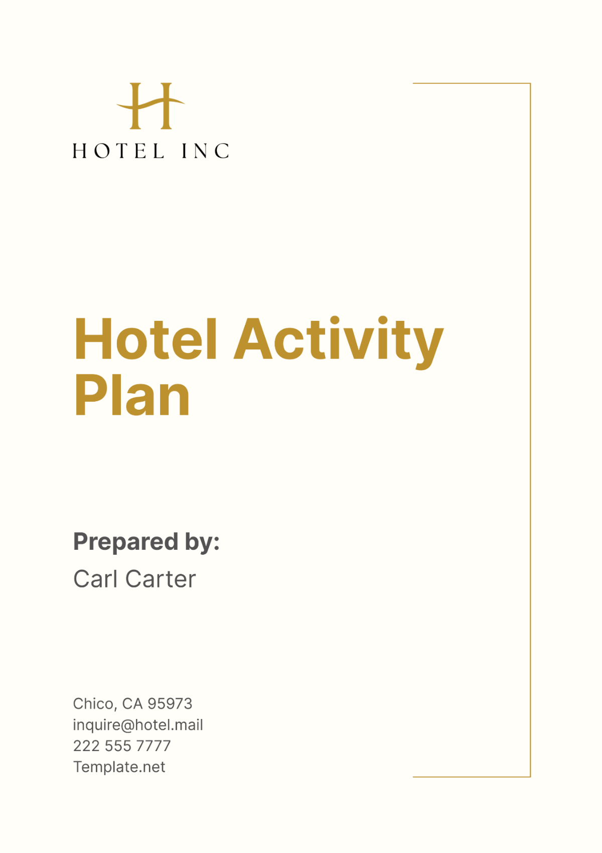 Hotel Activity Plan Template - Edit Online & Download