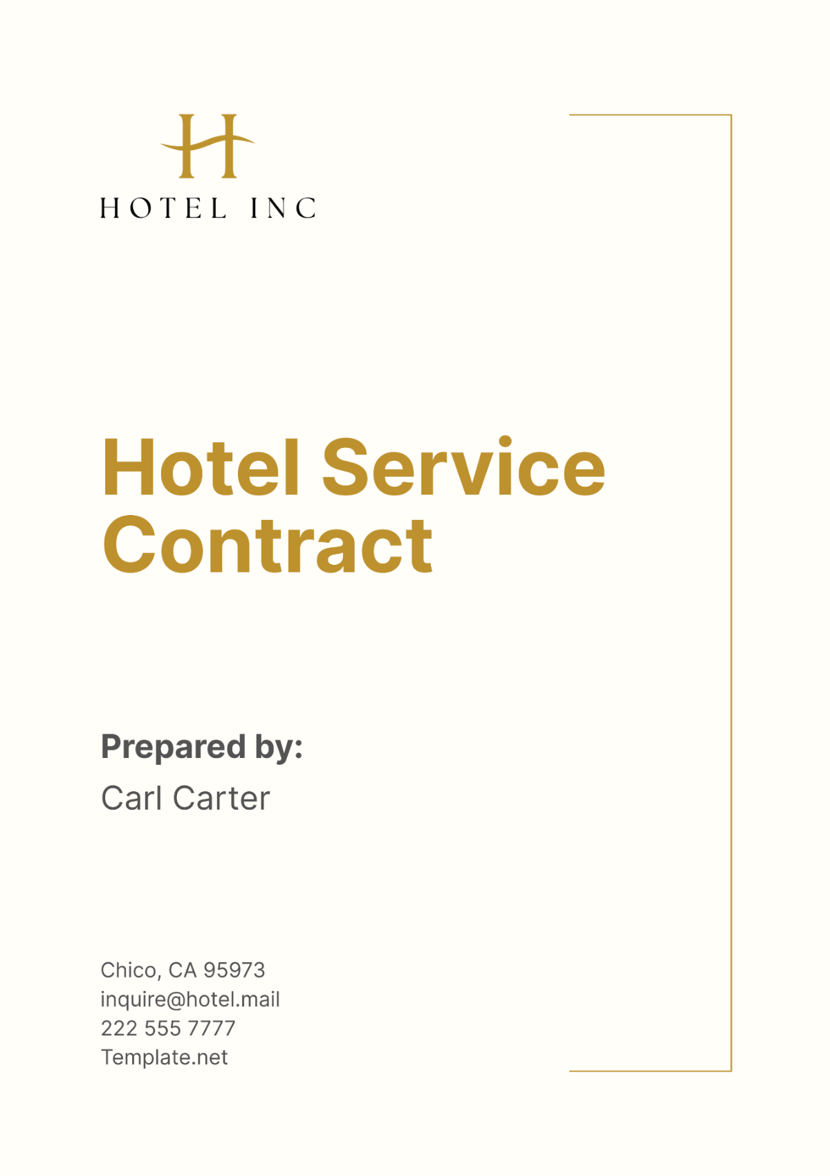 Free Hotel Service Contract Template