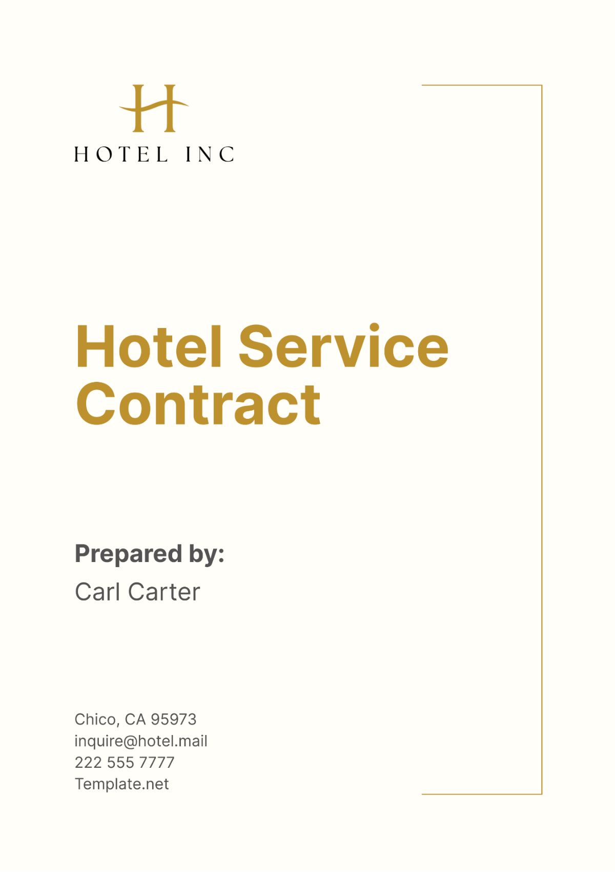 Hotel Service Contract Template - Edit Online & Download