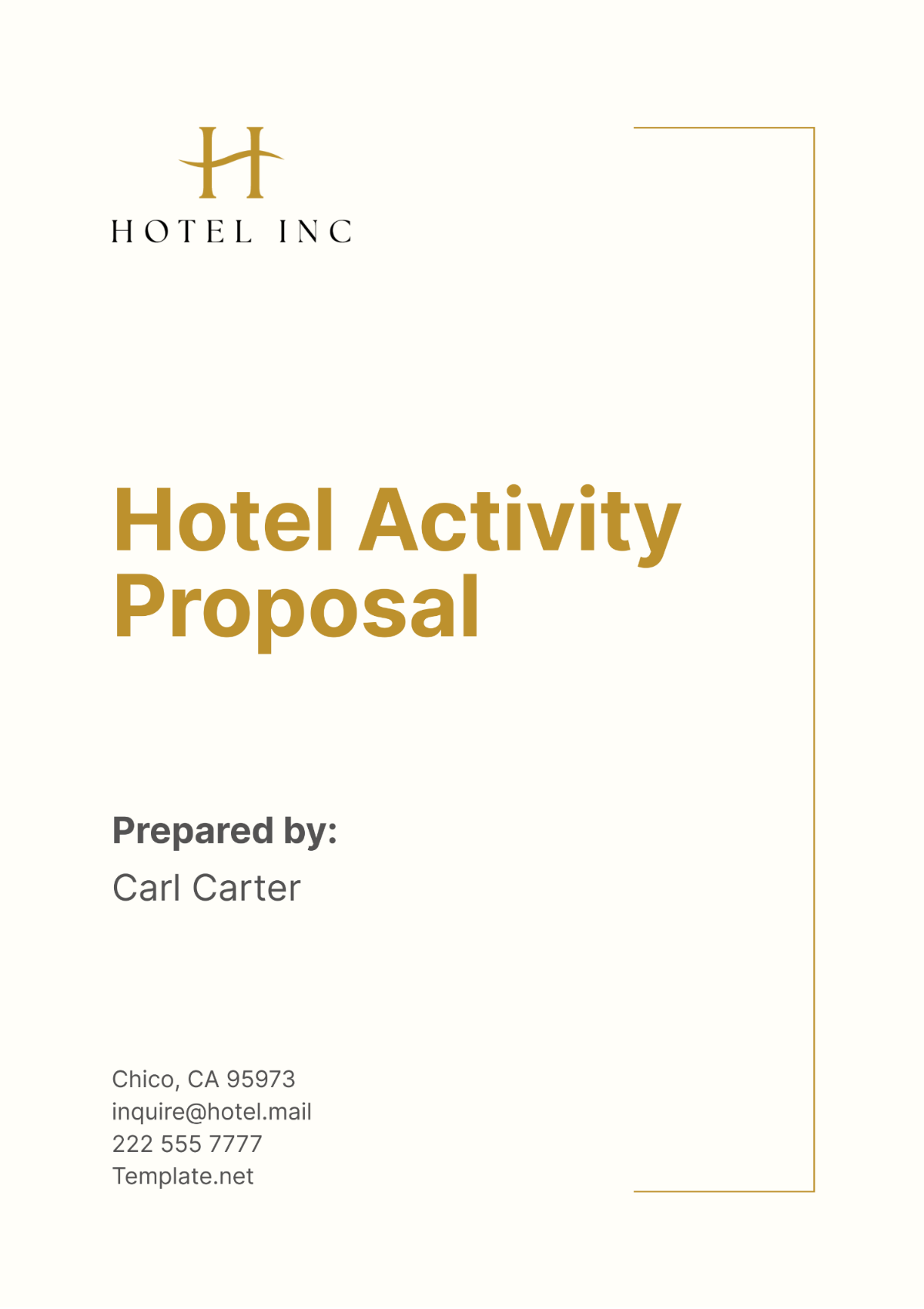 Hotel Activity Proposal Template - Edit Online & Download