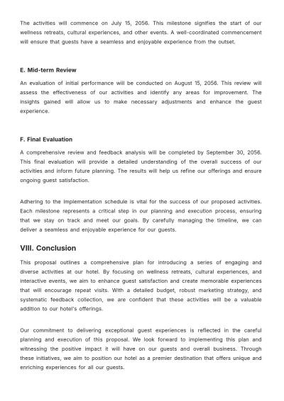 Free Hotel Activity Proposal Template to Edit Online