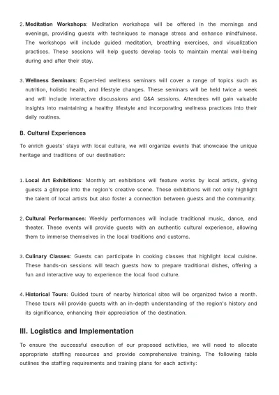 Free Hotel Activity Proposal Template to Edit Online