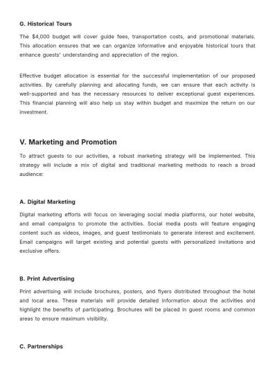 Free Hotel Activity Proposal Template to Edit Online