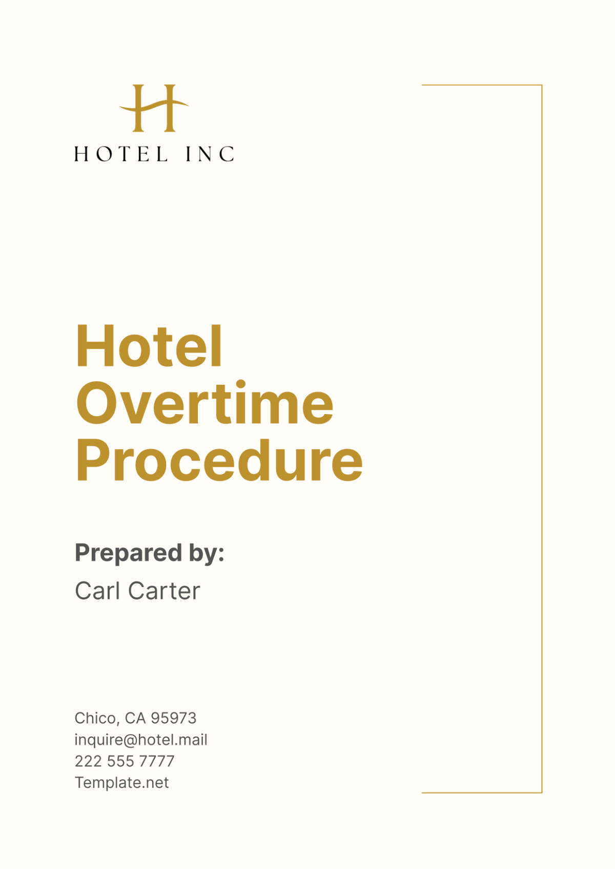 Hotel Overtime Procedure Template - Edit Online & Download