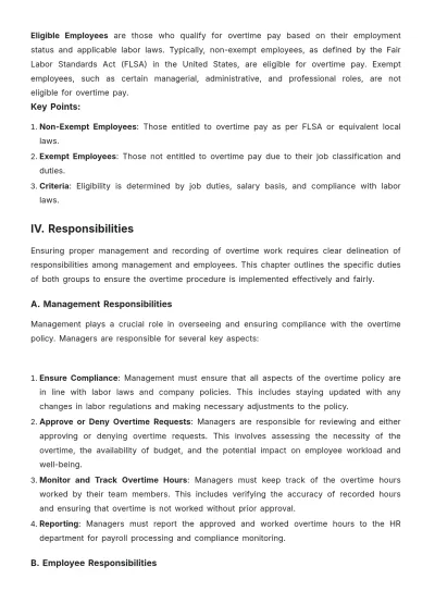 Free Hotel Overtime Procedure Template to Edit Online
