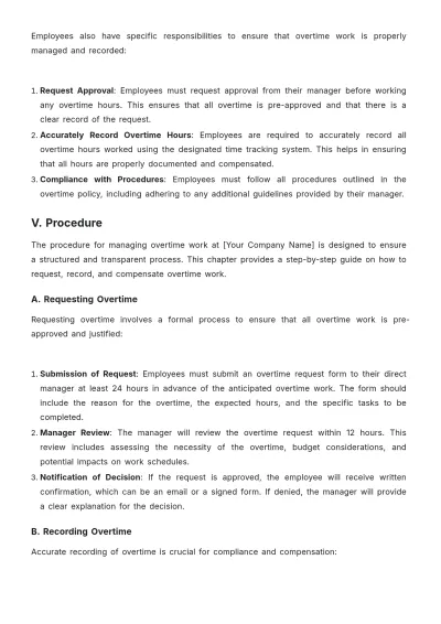 Free Hotel Overtime Procedure Template to Edit Online