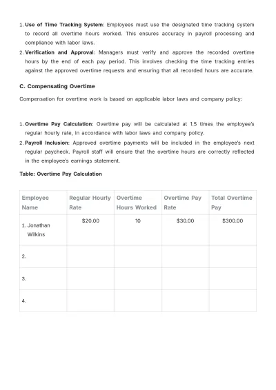 Free Hotel Overtime Procedure Template to Edit Online