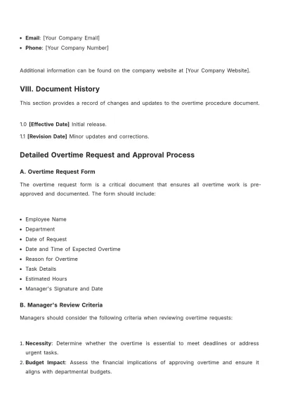 Free Hotel Overtime Procedure Template to Edit Online