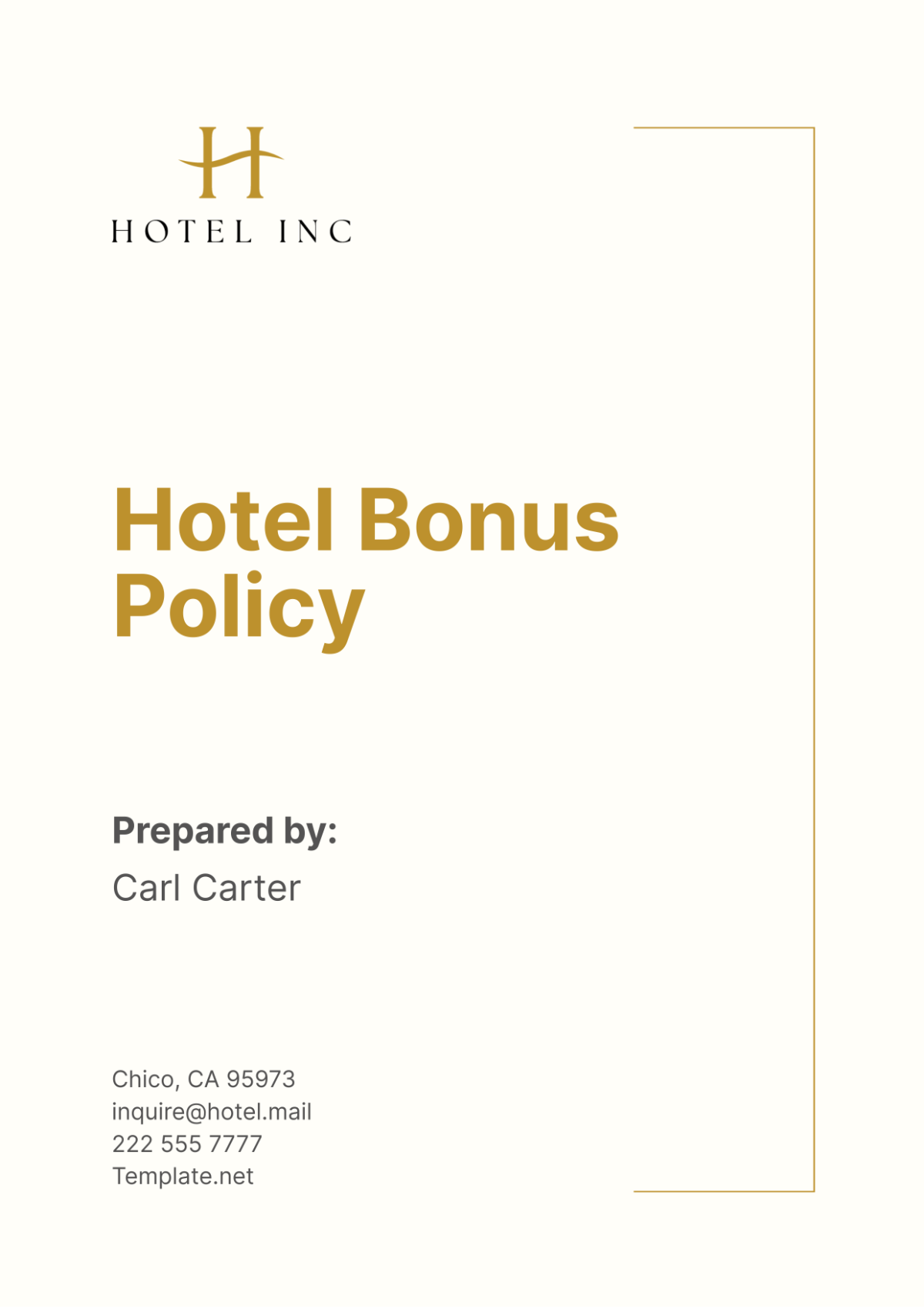 Hotel Bonus Policy Template - Edit Online & Download