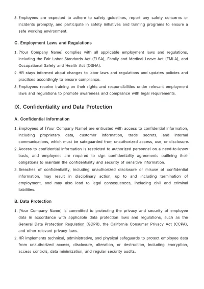 Free Hotel HR Policy Template to Edit Online