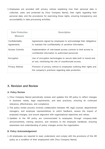 Free Hotel HR Policy Template to Edit Online