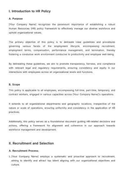 Free Hotel HR Policy Template to Edit Online