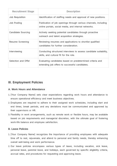 Free Hotel HR Policy Template to Edit Online