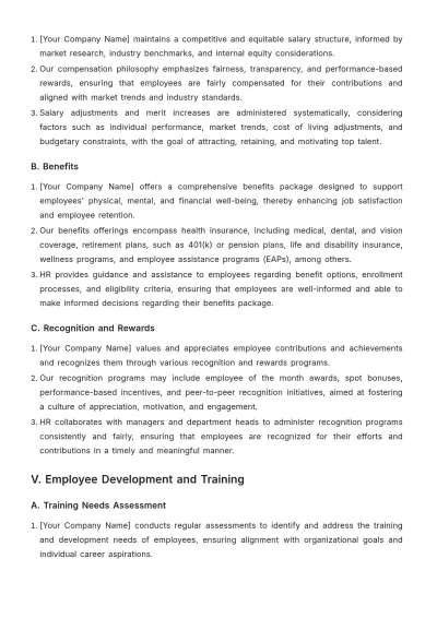 Free Hotel HR Policy Template to Edit Online