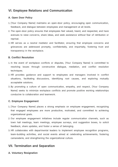 Free Hotel HR Policy Template to Edit Online
