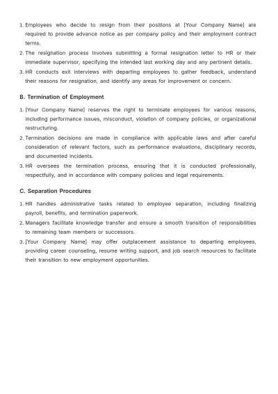 Free Hotel HR Policy Template to Edit Online
